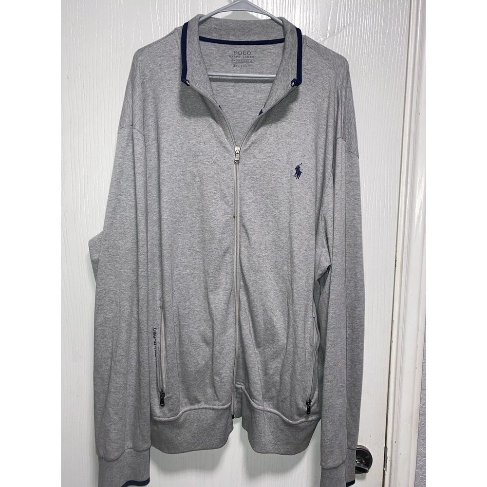 Polo Ralph‎ Lauren Mens XXLarge Gray Blue Performance Full Zip Up Track Jacket